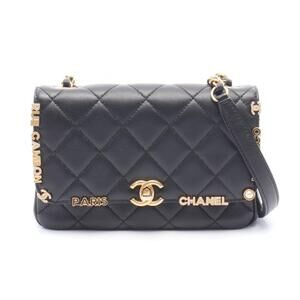 Chanel Flap Bag Matelasse Shoulder Leather Black
